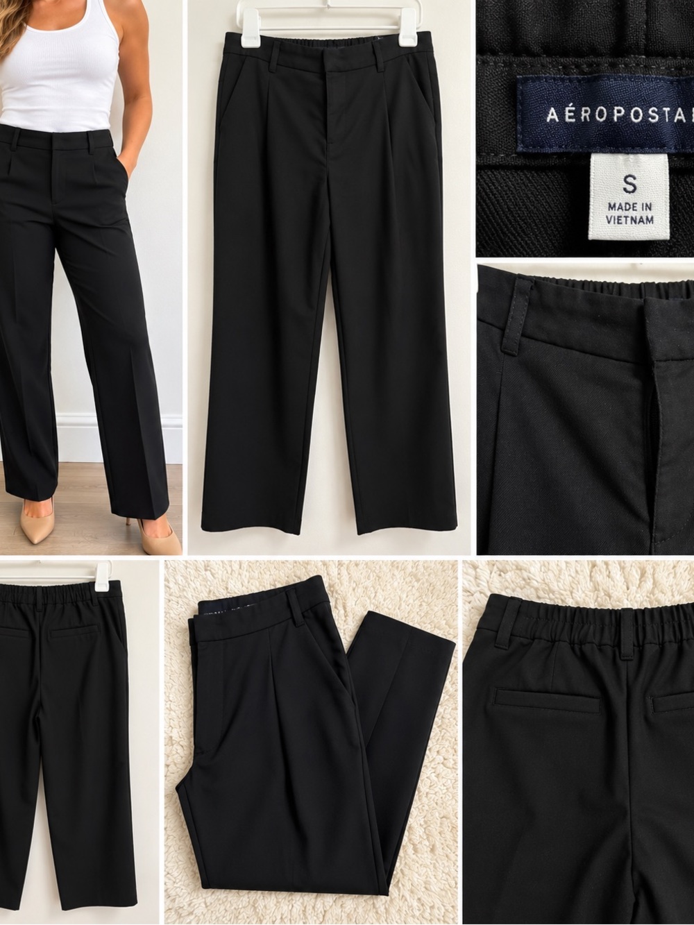 Aeropostale Black Straight-Leg Trousers